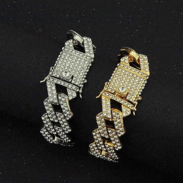 Wholesale Men's Alloy Jewelry Punk Geometric Diamond Bracelet