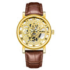 Wholesale Men's Alloy Leather Belt Quartz Wrist Watch With Transparent Bottom Hollow Design And Round Dial