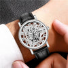 Wholesale Men's Alloy Leather Belt Quartz Wrist Watch With Transparent Bottom Hollow Design And Round Dial