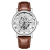 Wholesale Men's Alloy Leather Belt Quartz Wrist Watch With Transparent Bottom Hollow Design And Round Dial