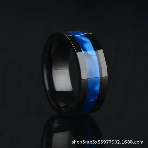 Wholesale Men's Arc Sticker Stainless Steel Ring With Electroplating Treatment