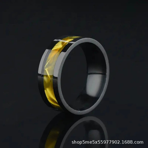 Wholesale Men's Arc Sticker Stainless Steel Ring With Electroplating Treatment