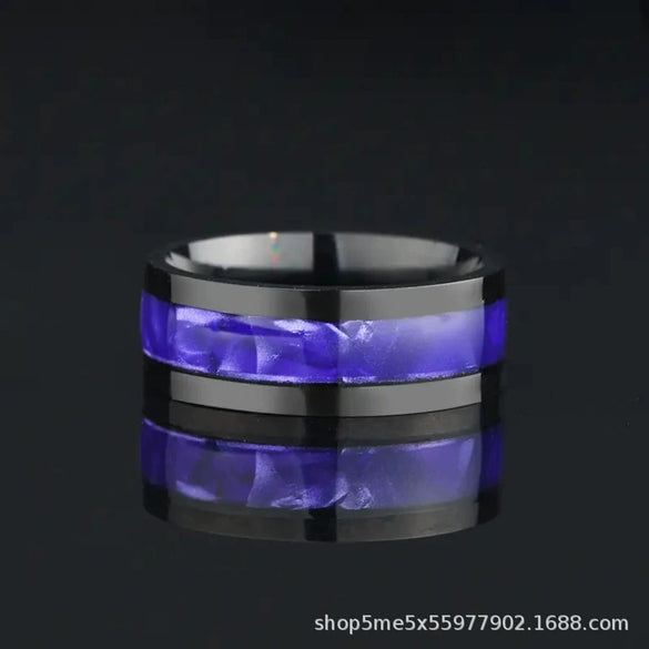 Wholesale Men's Arc Sticker Stainless Steel Ring With Electroplating Treatment