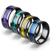 Wholesale Men's Arc Sticker Stainless Steel Ring With Electroplating Treatment