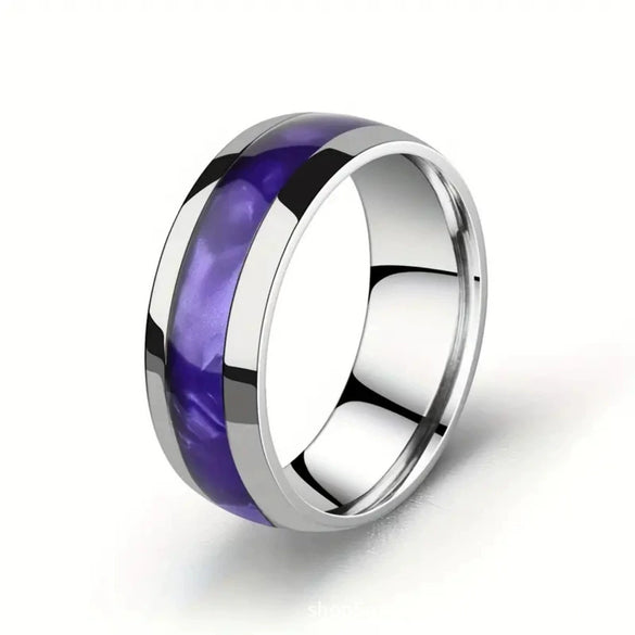 Wholesale Men's Arc Sticker Stainless Steel Ring With Electroplating Treatment