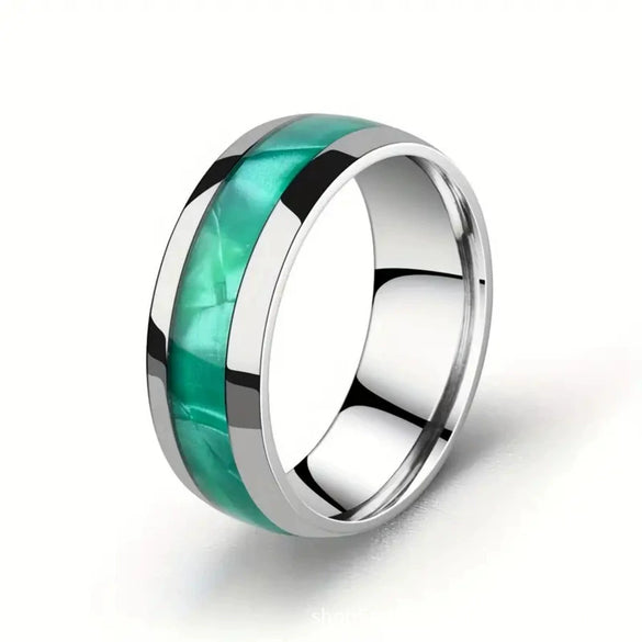 Wholesale Men's Arc Sticker Stainless Steel Ring With Electroplating Treatment