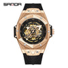 Wholesale Men's Automatic Mechanical Quartz Geometric Cut Out Watch Zinc Alloy Case Silicone Strap High Hardness Mineral Tempered Glass Mirror