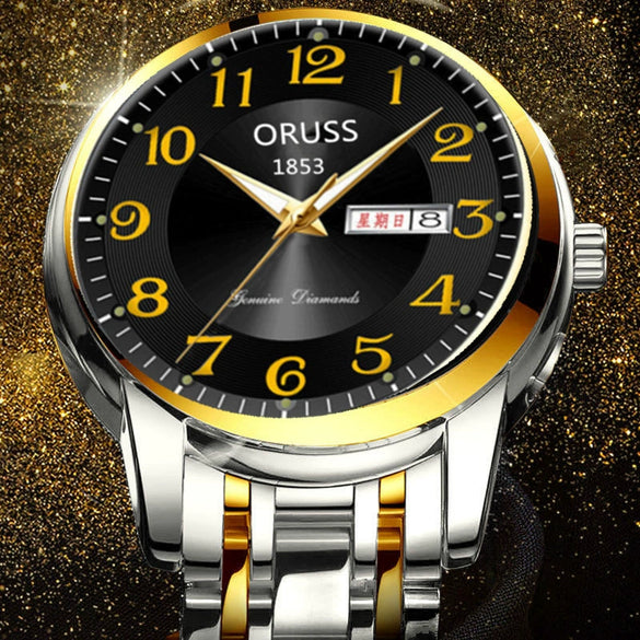 Wholesale Men's Automatic Quartz Watch Stainless Steel Steel Mineral Strengthened Glass Round Dial Waterproof Luminous