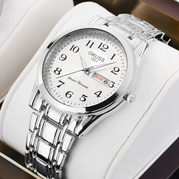 Wholesale Men's Automatic Quartz Watch Stainless Steel Steel Mineral Strengthened Glass Round Dial Waterproof Luminous