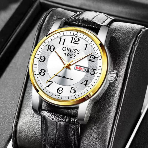 Wholesale Men's Automatic Quartz Watch Stainless Steel Steel Mineral Strengthened Glass Round Dial Waterproof Luminous