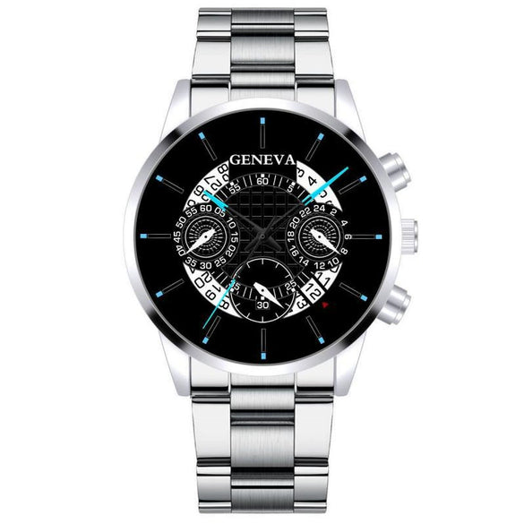 Wholesale Men's Business Casual Hollow Single Calendar Quartz Watches Stainless Steel Strap Alloy Case Round Dial