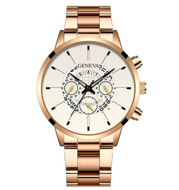 Wholesale Men's Business Casual Hollow Single Calendar Quartz Watches Stainless Steel Strap Alloy Case Round Dial