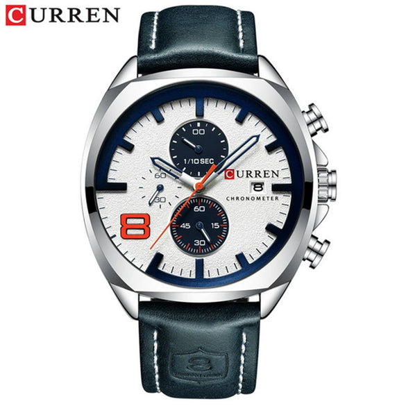 Wholesale Men's Business Casual Quartz Watch With Sixpin Calendar Leather Strap Alloy Case Mineral Reinforced Glass Mirror And Stainless Steel Pin Buckle