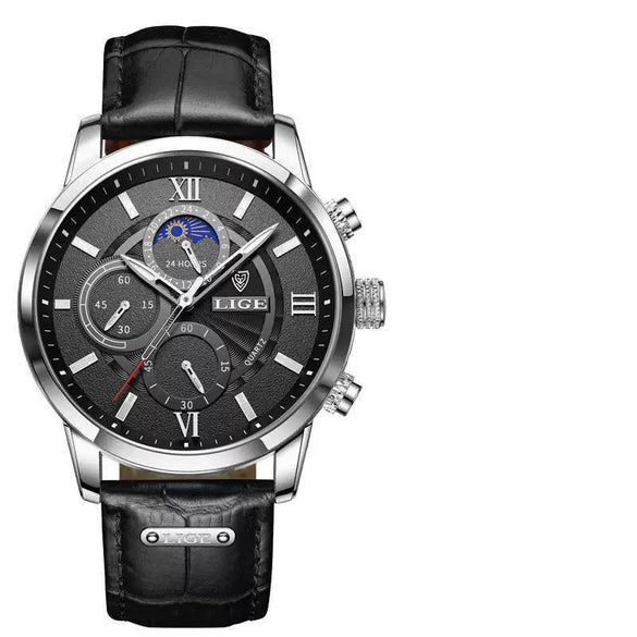 Wholesale Men's Business Elegant Personality Alloy Case Leather Strap Round Dial Watch