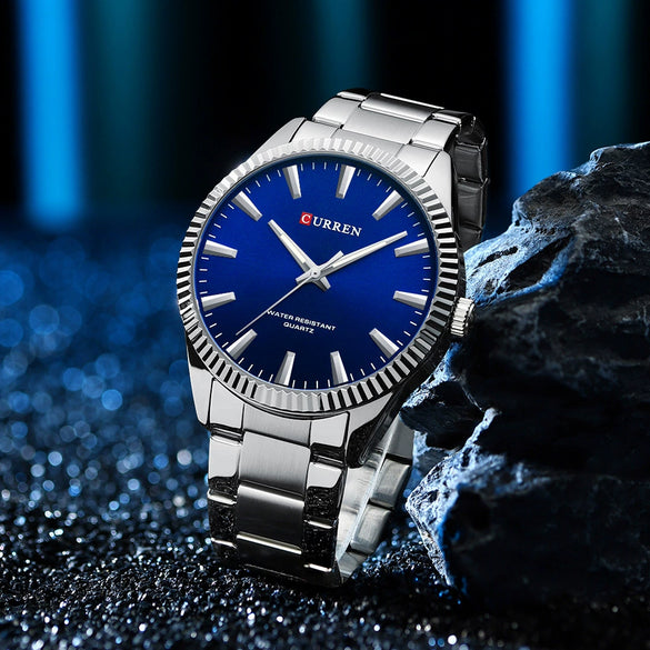 Wholesale Men's Business Fashion Quartz Watch Alloy Case Stainless Steel Strap Round Dial Luminous Calendar