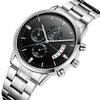Wholesale Men's Business Stainless Steel Watch With Blue Face And Silver Chain And Round Dial
