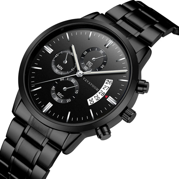 Wholesale Men's Business Stainless Steel Watch With Blue Face And Silver Chain And Round Dial