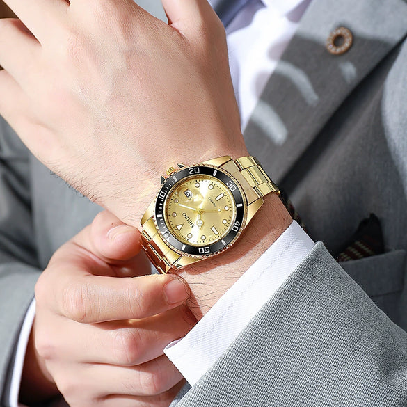 Wholesale Men's Business Steel Belt Quartz Watch With Calendar And Multi Function Round Dial