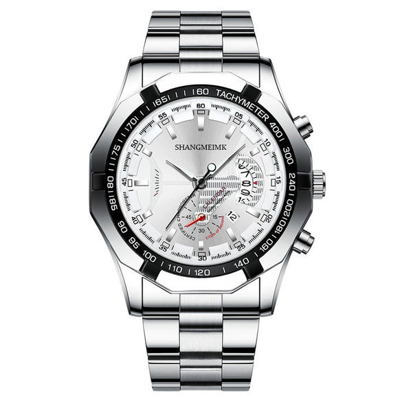 Wholesale Men's Business Style Alloy Case Stainless Steel Strap Round Dial Quartz Watch