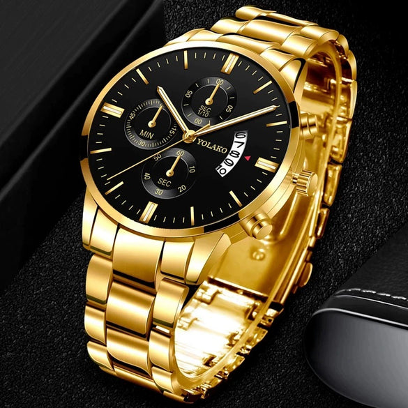 Wholesale Men's Business Style Calendar Watch With Alloy Strap And Round Dial
