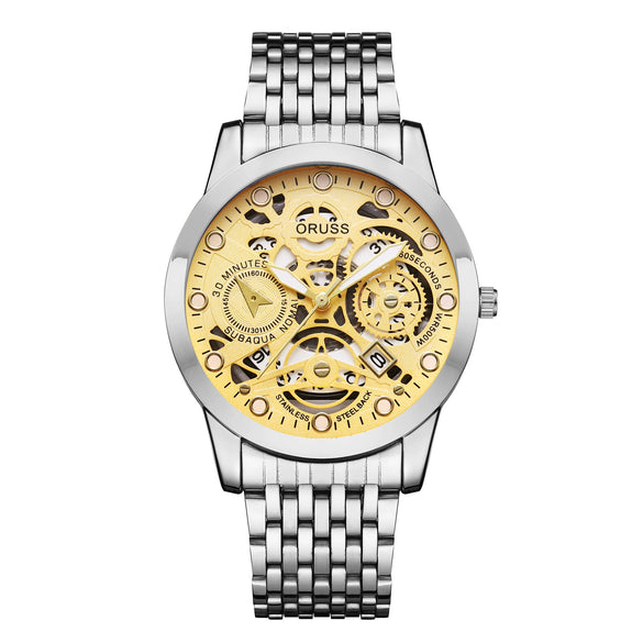 Wholesale Men's Business Style Hollow Design Quartz Watch With Alloy Case And Strap Mineral Reinforced Glass Mirror And Round Dial