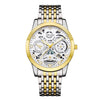 Wholesale Men's Business Style Hollow Design Quartz Watch With Alloy Case And Strap Mineral Reinforced Glass Mirror And Round Dial