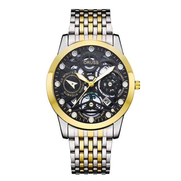Wholesale Men's Business Style Hollow Design Quartz Watch With Alloy Case And Strap Mineral Reinforced Glass Mirror And Round Dial