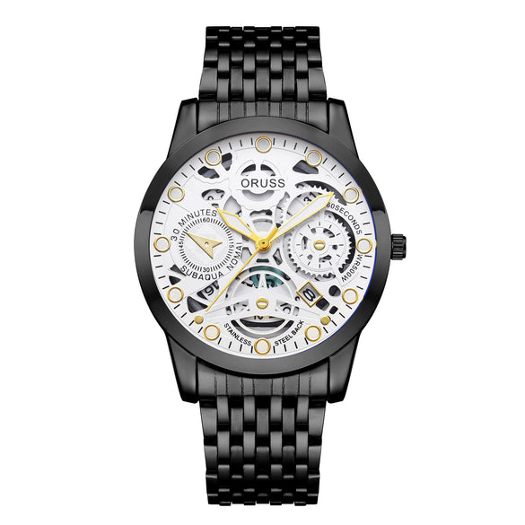 Wholesale Men's Business Style Hollow Design Quartz Watch With Alloy Case And Strap Mineral Reinforced Glass Mirror And Round Dial