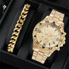 Wholesale Men's Business Style Round Dial Alloy Case And Band Quartz Watch