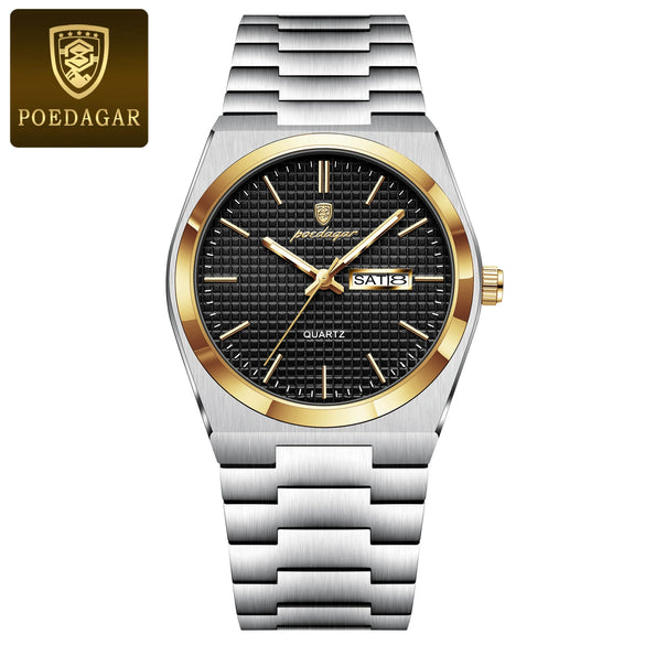 Wholesale Men's Business Style Waterproof Round Dial Quartz Watch With Alloy Case And Stainless Steel Strap