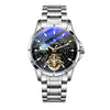Wholesale Men's Casual Automatic Pure Mechanical Watch With Large Flywheel Skeleton Design Alloy Case Genuine Leather Strap Sapphire Crystal Glass Mirror Round Dial Waterproof