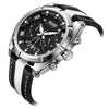 Wholesale Men's Casual Sports Multifunction Chronograph Waterproof Quartz Watch Alloy Case Genuine Leather Strap Round Dial Stainless Steel Clasp