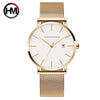 Wholesale Men's Casual Waterproof Quartz Watch With Round Dial Stainless Steel Clasp Genuine Leather Strap Metal Case And Mineral Strengthened Glass Mirror