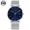 Wholesale Men's Casual Waterproof Quartz Watch With Round Dial Stainless Steel Clasp Genuine Leather Strap Metal Case And Mineral Strengthened Glass Mirror
