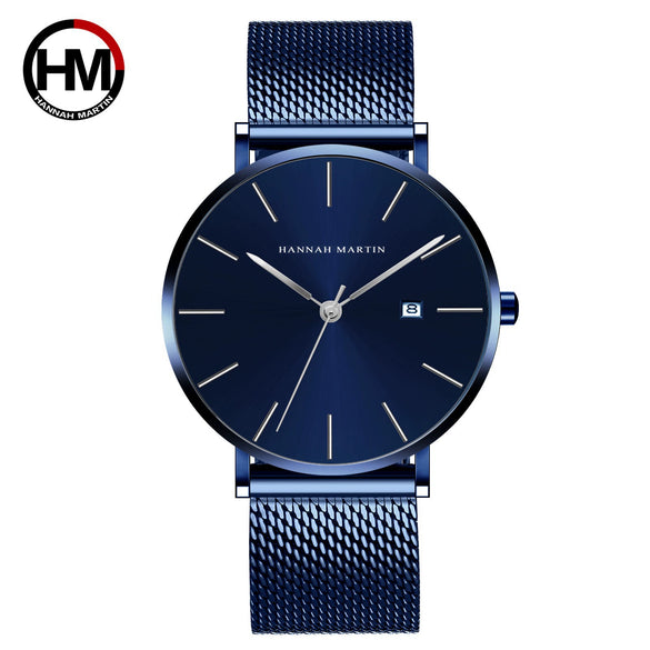 Wholesale Men's Casual Waterproof Quartz Watch With Round Dial Stainless Steel Clasp Genuine Leather Strap Metal Case And Mineral Strengthened Glass Mirror