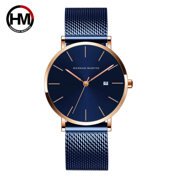 Wholesale Men's Casual Waterproof Quartz Watch With Round Dial Stainless Steel Clasp Genuine Leather Strap Metal Case And Mineral Strengthened Glass Mirror