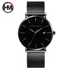 Wholesale Men's Casual Waterproof Quartz Watch With Round Dial Stainless Steel Clasp Genuine Leather Strap Metal Case And Mineral Strengthened Glass Mirror