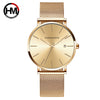 Wholesale Men's Casual Waterproof Quartz Watch With Round Dial Stainless Steel Clasp Genuine Leather Strap Metal Case And Mineral Strengthened Glass Mirror