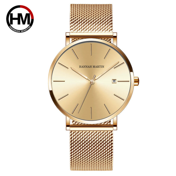 Wholesale Men's Casual Waterproof Quartz Watch With Round Dial Stainless Steel Clasp Genuine Leather Strap Metal Case And Mineral Strengthened Glass Mirror