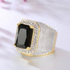 Wholesale Men's Copper Ring Inlaid Zircon Geometric Style
