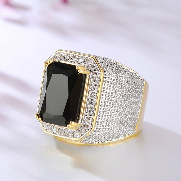 Wholesale Men's Copper Ring Inlaid Zircon Geometric Style
