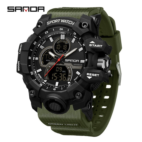 Wholesale Men's Digital Watch Tpu Strap Abs Case Round Dial Highend Fashionable Dual Display Multifunctional Outdoor Sports Waterproof