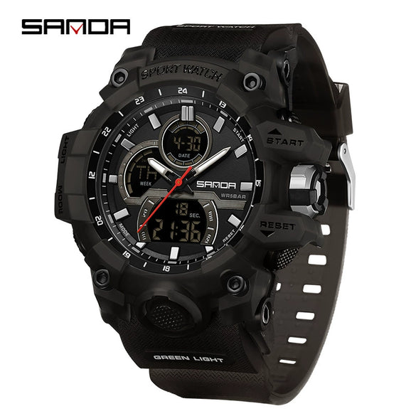 Wholesale Men's Digital Watch Tpu Strap Abs Case Round Dial Highend Fashionable Dual Display Multifunctional Outdoor Sports Waterproof