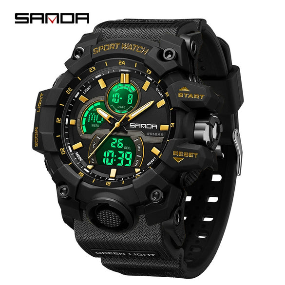 Wholesale Men's Digital Watch Tpu Strap Abs Case Round Dial Highend Fashionable Dual Display Multifunctional Outdoor Sports Waterproof