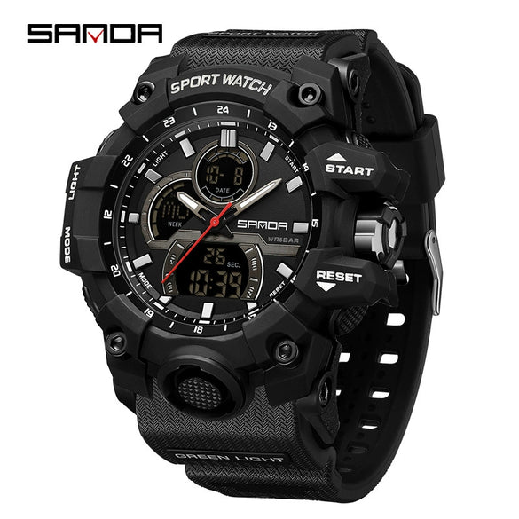 Wholesale Men's Digital Watch Tpu Strap Abs Case Round Dial Highend Fashionable Dual Display Multifunctional Outdoor Sports Waterproof