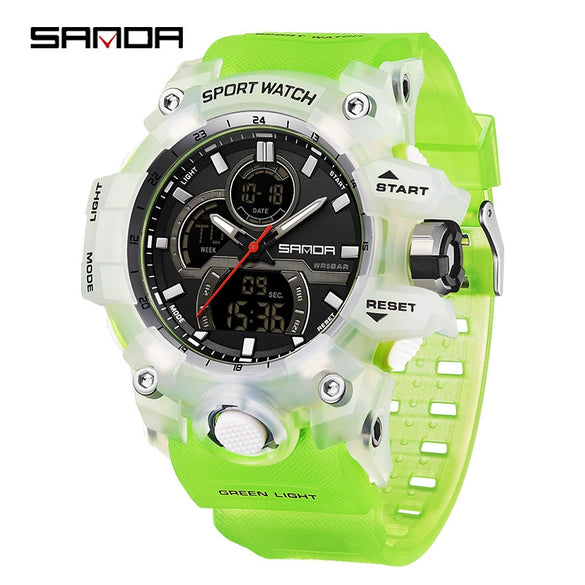 Wholesale Men's Digital Watch Tpu Strap Abs Case Round Dial Highend Fashionable Dual Display Multifunctional Outdoor Sports Waterproof