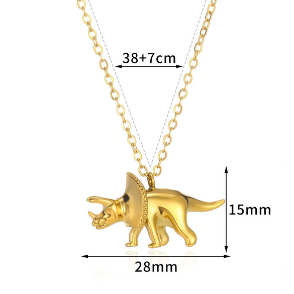 Wholesale Men's Dinosaur Series Pendant Necklace Stainless Steel Hiphop Style Electroplated Jewelry