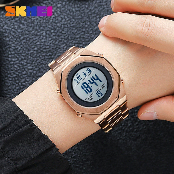 Wholesale Men's Electronic Watch Alloy And Stainless Steel Geometric Round Dial