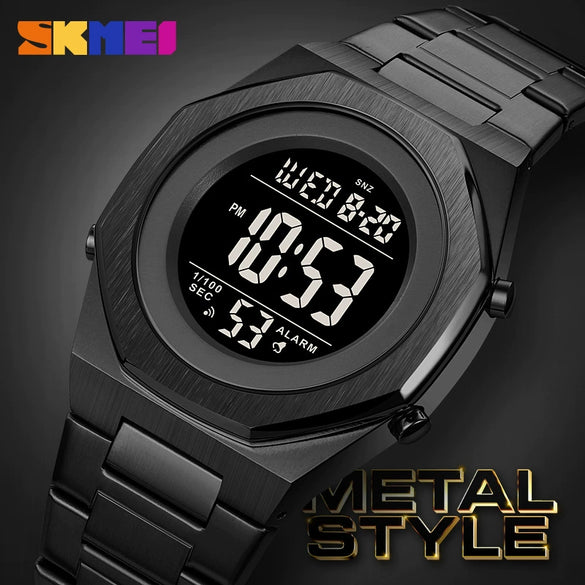 Wholesale Men's Electronic Watch Alloy And Stainless Steel Geometric Round Dial