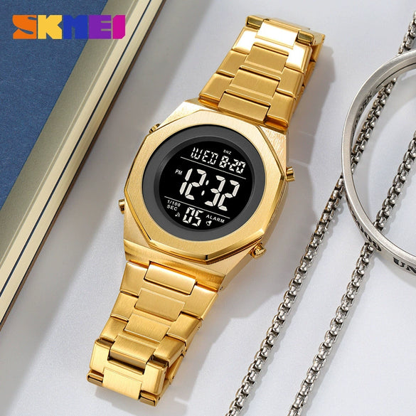 Wholesale Men's Electronic Watch Alloy And Stainless Steel Geometric Round Dial